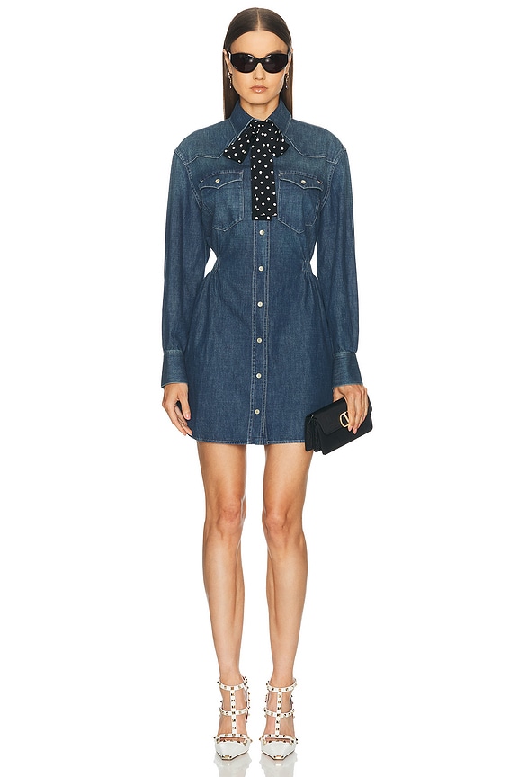 fleur du mal Denim Shirt Dress in Acid Blue Denim