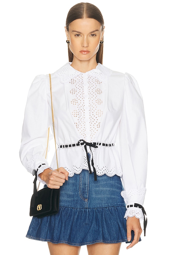 Zimmermann Postcard Floral Blouson Shirt in Ivory | FWRD