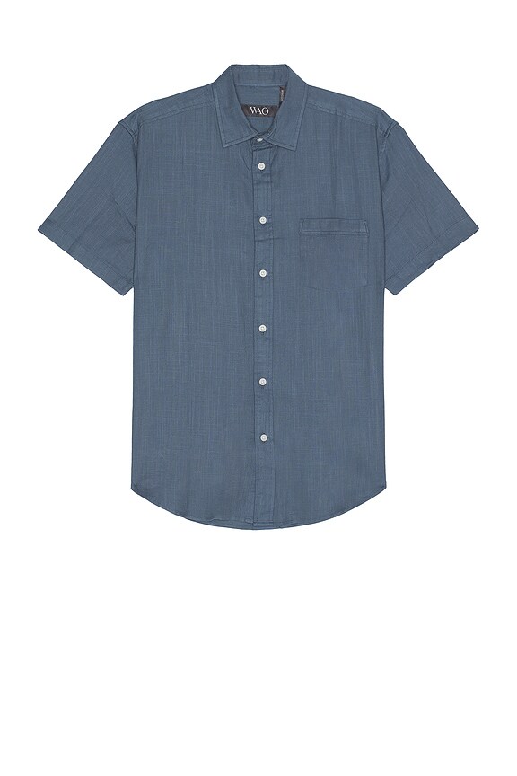 Beams Plus Chambray Short Sleeve Shirt in Sax | FWRD