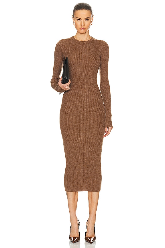 スカート WARDROBE NYC Knit midi dress WARDROBE.NYC Ribbed Long Sleeve Dress in Military | FWRD