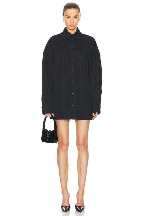 ALEXANDER WANG フラットフォム アンクル フツ 30323B057 001 Alexander Wang Long Sleeve Button Up Mini Dress in Black | FWRD