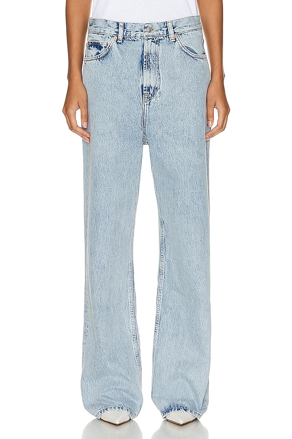 パンツ acne studios 2023 dirty halo Acne Studios 2023 Dirty Halo Super Wide Leg Jeans in Mid Blue | FWRD