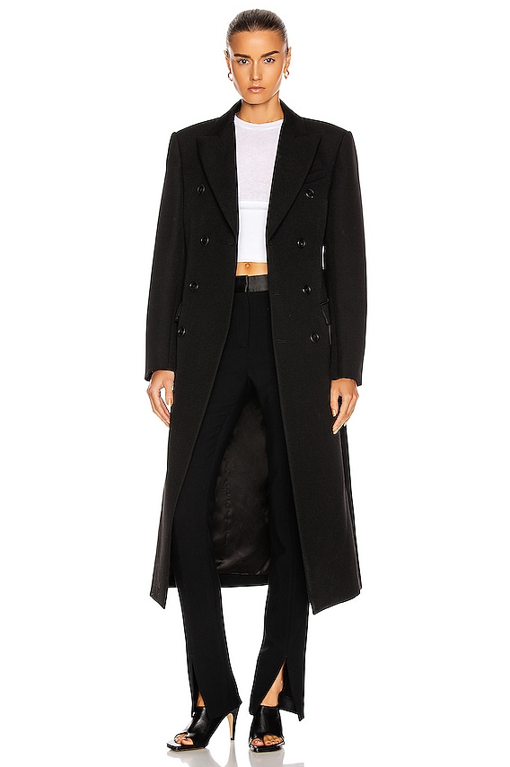 Toteme Suede Trench Coat in Black | FWRD