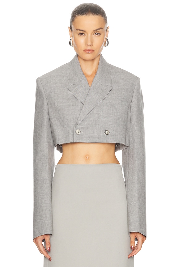 【Alex Perry】 Croppedサテンブレザー Cropped satin blazer in white - Alex Perry | Mytheresa