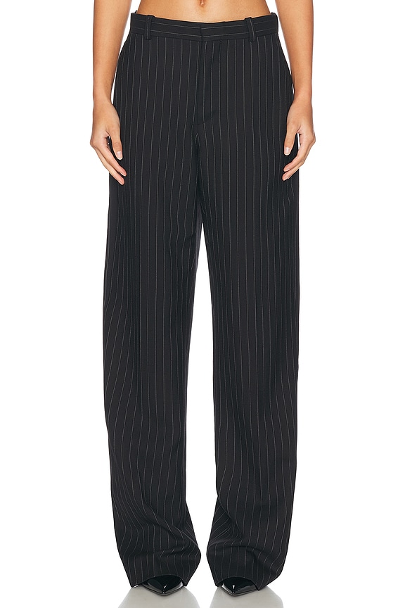 Alexandre Vauthier Pin Stripe Wide Leg Pants in Black | FWRD