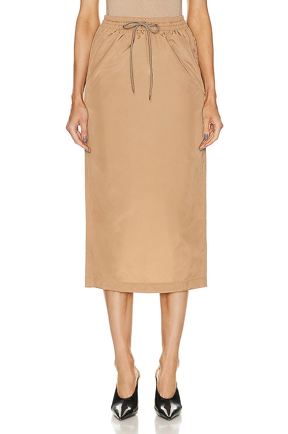 Helsa Paperbag Skirt in Caramel | FWRD