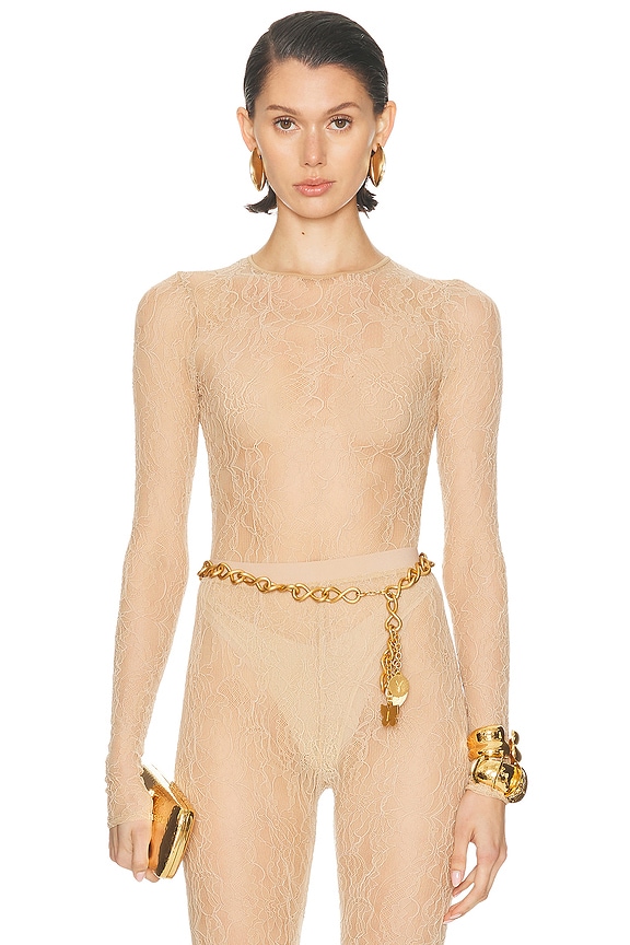 Jean Paul Gaultier Médaillon Long Sleeve Top in Black, Khaki