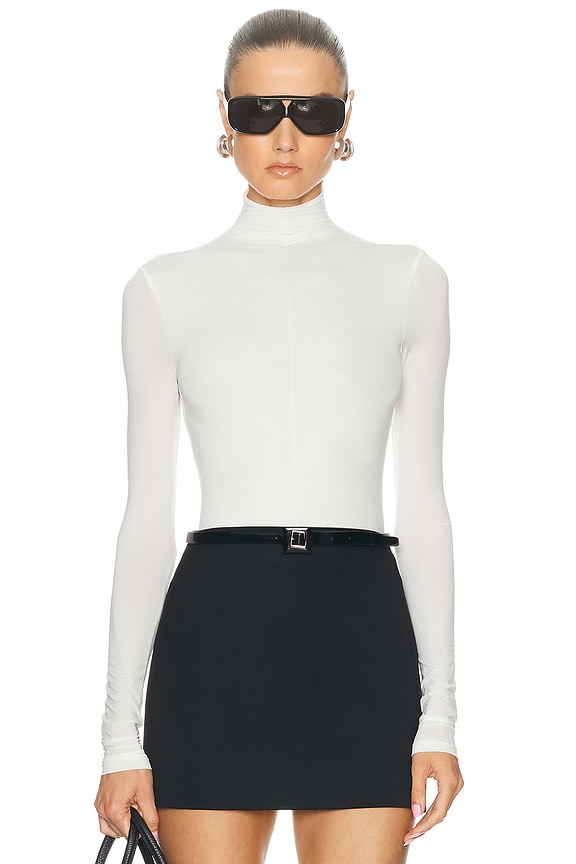 Alexander Wang Logo Turtleneck Top in Soft White | FWRD