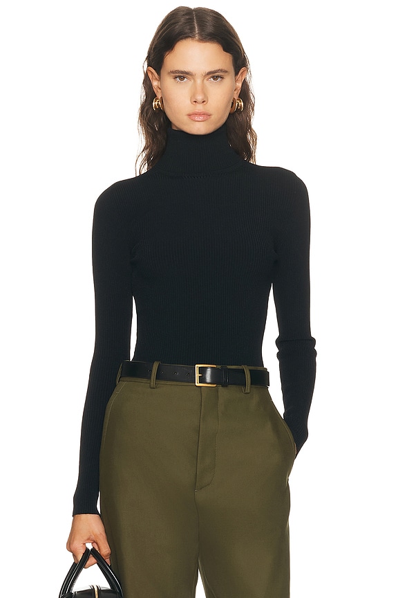Helsa Jersey Long Sleeve Turtleneck in Forest | FWRD