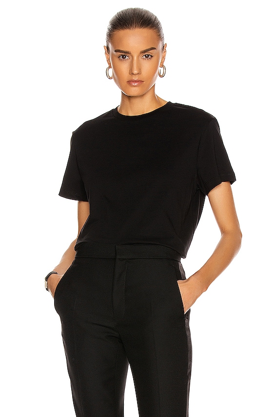 Tシャツ・カットソー TOTEME Woman T-Shirt Black 241WRT1459FB0094 001 TOTEME - Classic Rib T-Shirt in Black – Stoy