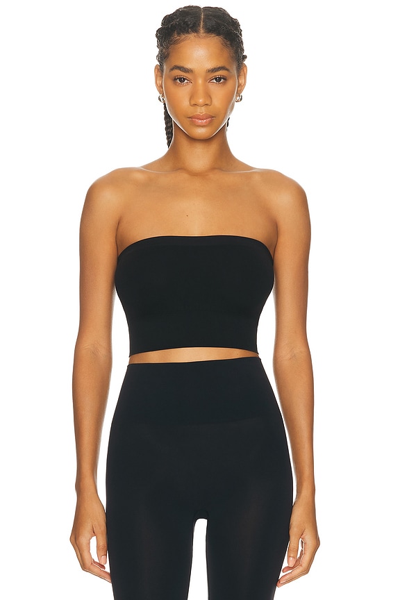 Alexander Wang Ruched Logo Tube Top in Black | FWRD