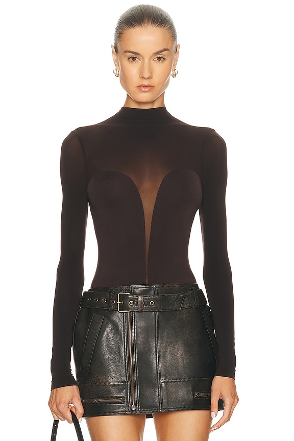 Jean Paul Gaultier Center Front Lace Long Sleeve Top in Black | FWRD