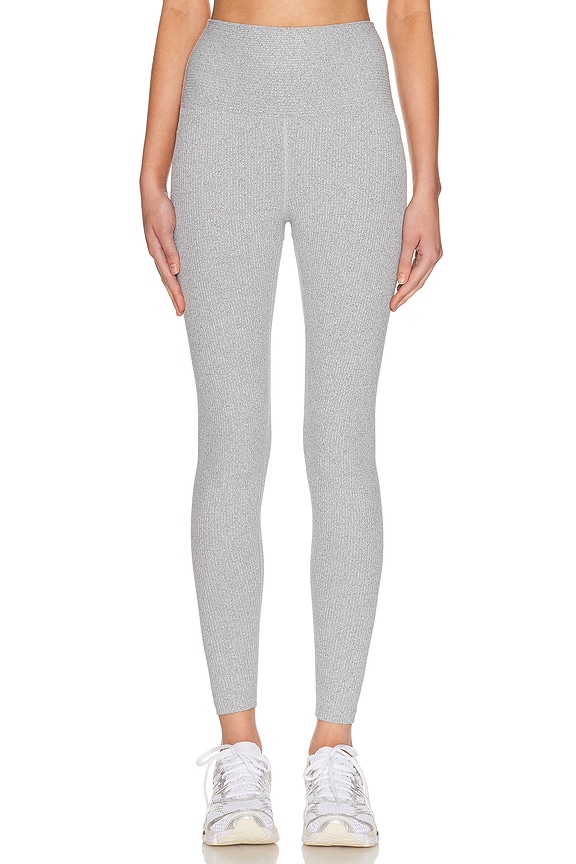 Beyond Yoga Spacedye Layered High Waisted Midi Legging in Silver