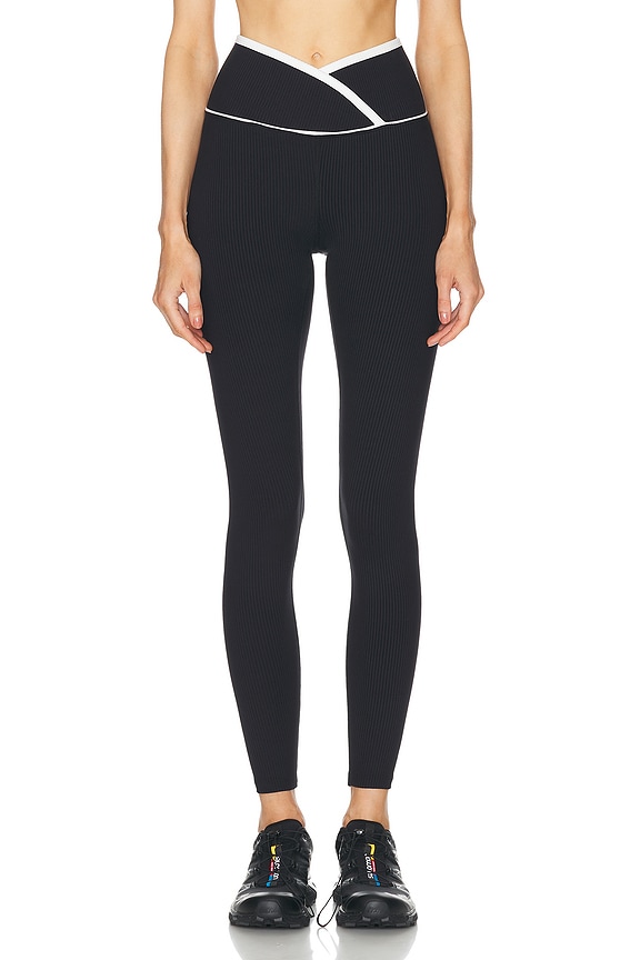 Mugler Shiny Lycra Legging in Cinnamon & Black | FWRD