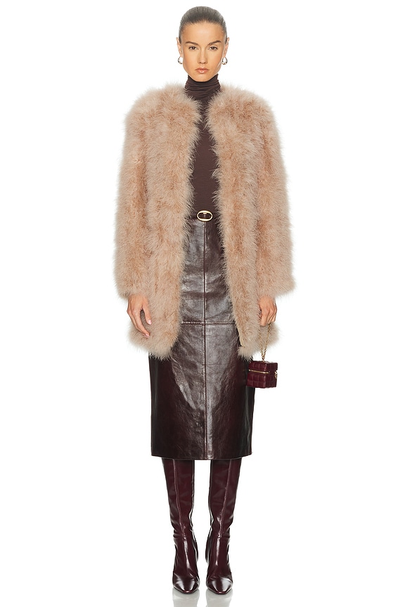 Saint Laurent Fur Coat in Craie, Gris Clair, & Chamois | FWRD