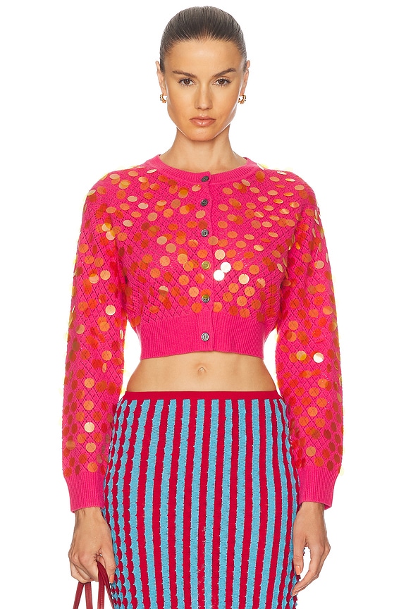 LoveShackFancy Elif Cardigan in Fuchsia Pop | FWRD