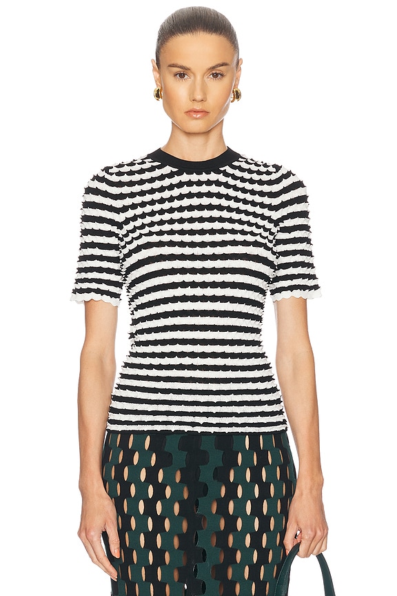 Miu Miu Short Sleeve Tee in Inchiostro & Topazio | FWRD