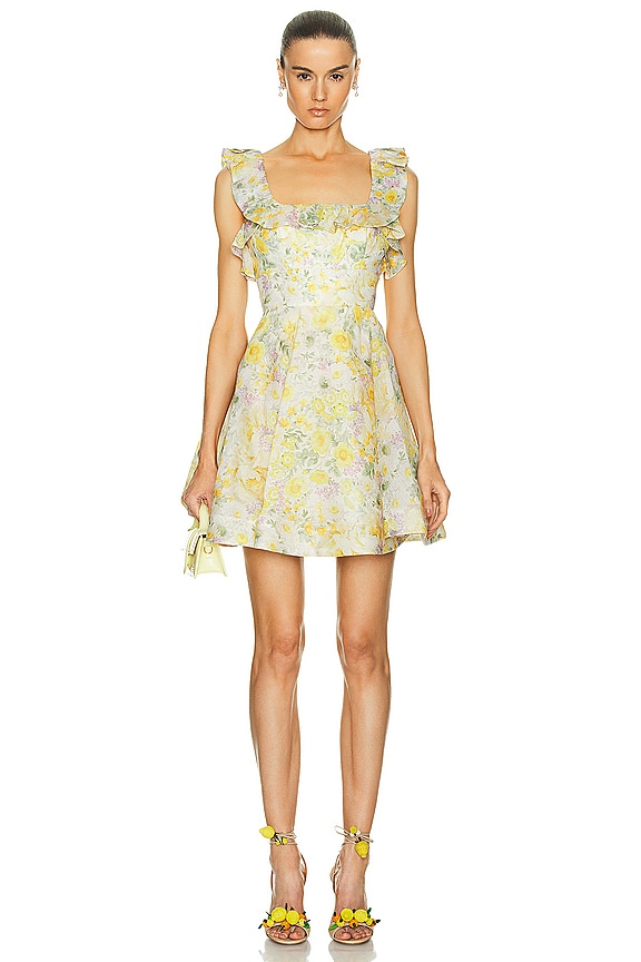 Zimmermann Goldie Ruffle Long Dress in Citrus Floral | FWRD