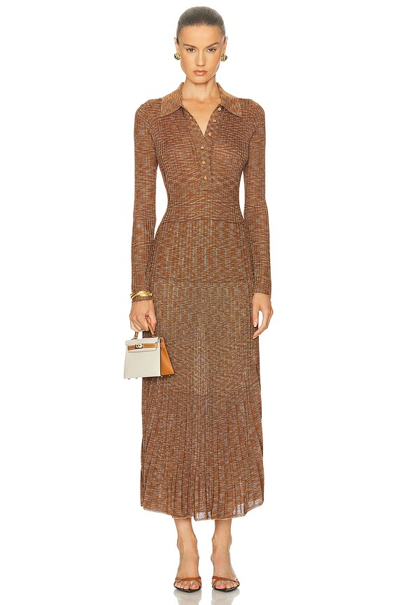 Emilio Pucci Long Sleee Dress in Oro | FWRD