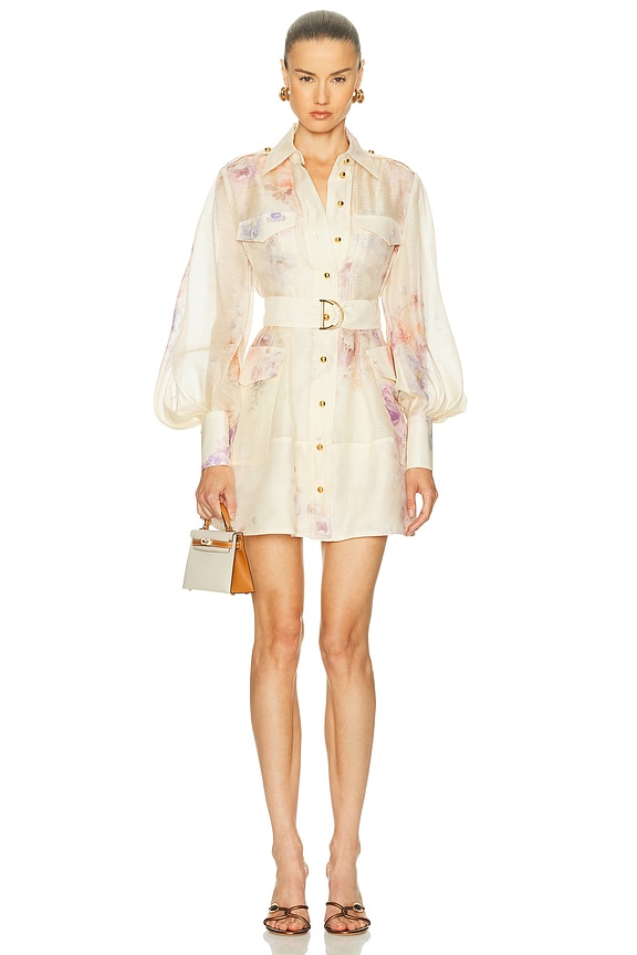 Zimmermann Crush Buttoned Mini Dress in Lilac Floral | FWRD