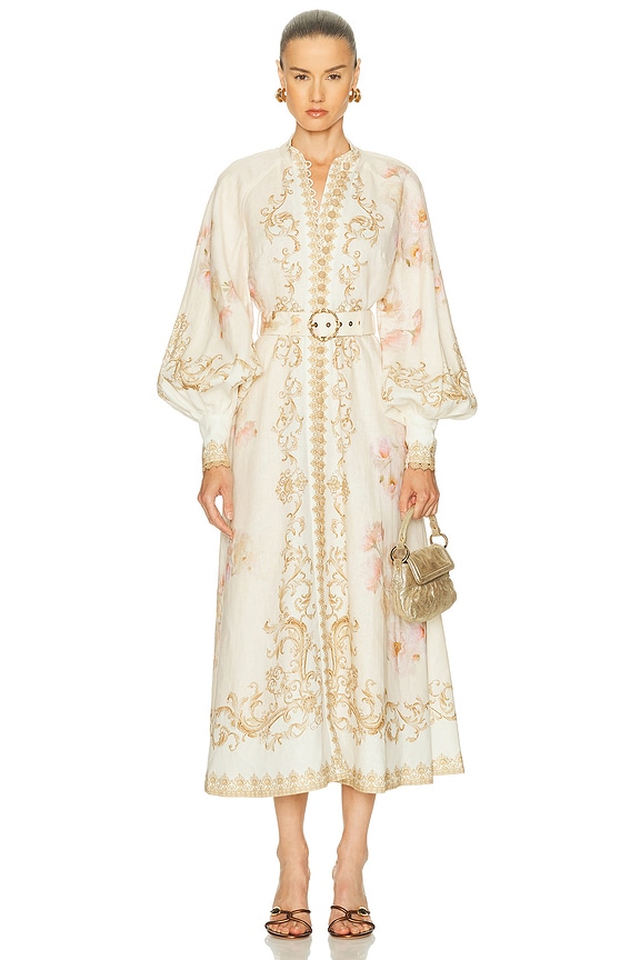 【ZIMMERMANN】シュミーズドレス ZIMMERMANN ZIMMERMANN Ginger Swing belted floral-print ramie-voile maxi