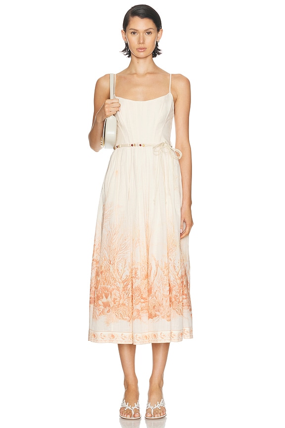 コチマル　オーダー Zimmermann Natura Corset Midi Dress in Kaleidoscope Garden | FWRD