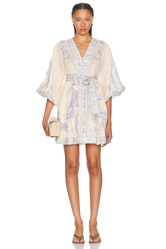 Zimmermann Tama Puff Sleeve Mini Dress in Iris Print | FWRD