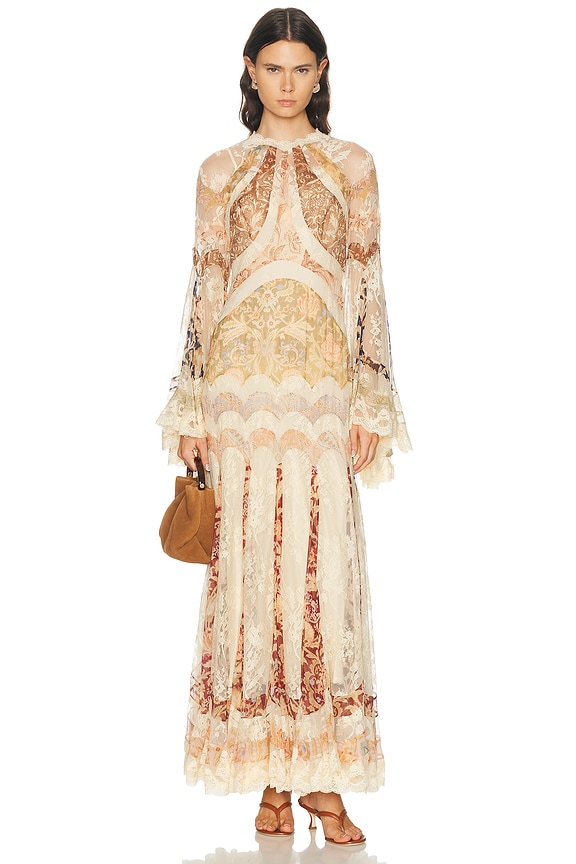 Zimmermann Zippy Necktie Dress in Peach Garden Floral | FWRD