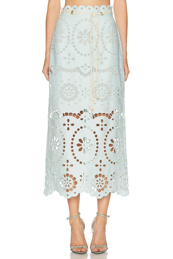Jupe Midi LoveShackFancy Coleman - Taille XS - Bleu - Style Maxi - Neuf Sans étiquettes