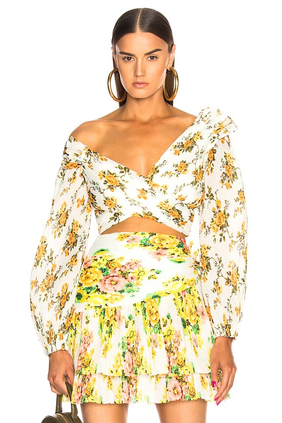 Zimmermann Golden Surfer Skirt in Citrus Stamp Floral | FWRD