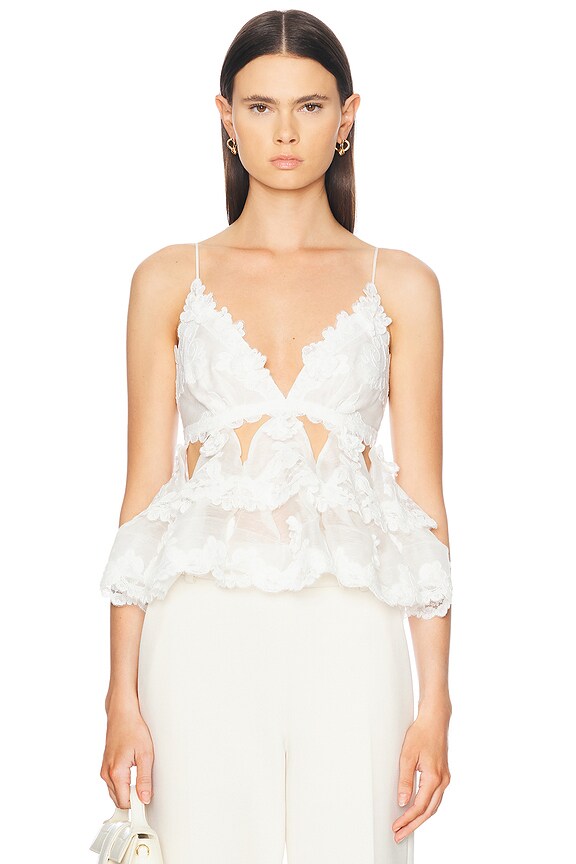 Zimmermann Maxine Plunge Cami Top in Purple Paisley | FWRD Zimmermann Maxine Plunge Cami Top in Purple Paisley | FWRD