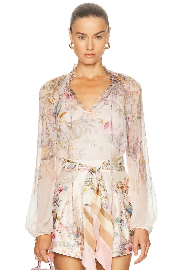 Zimmermann Crush Flat Front Frill Short in Ivory Locket | FWRD