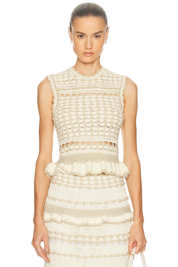 Chloe Square Neck Lace Trimmed Tank Top in Powder Yellow | FWRD