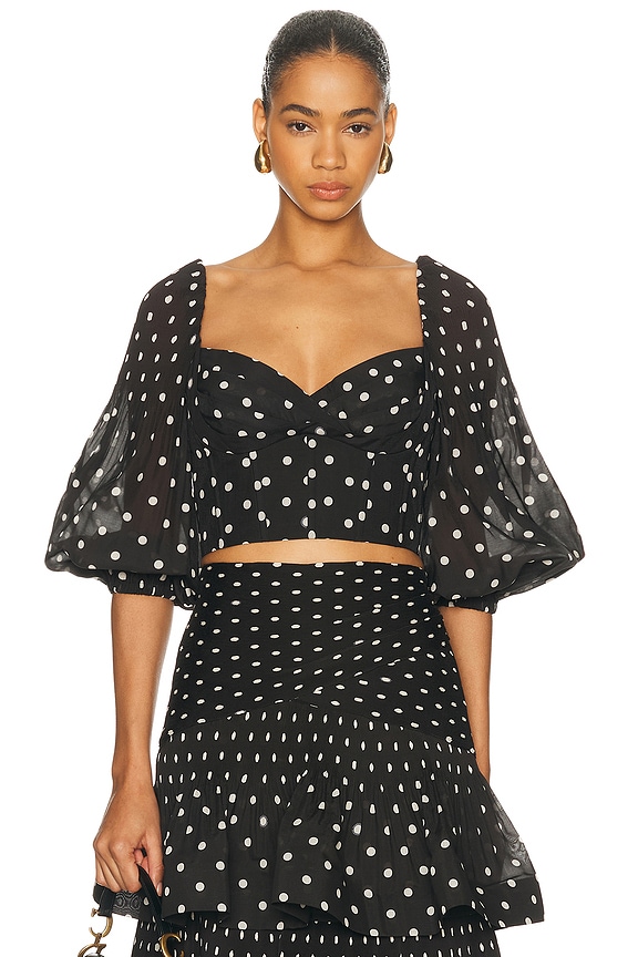 Zimmermann Pleated Bodice Top in Blue Paisley | FWRD