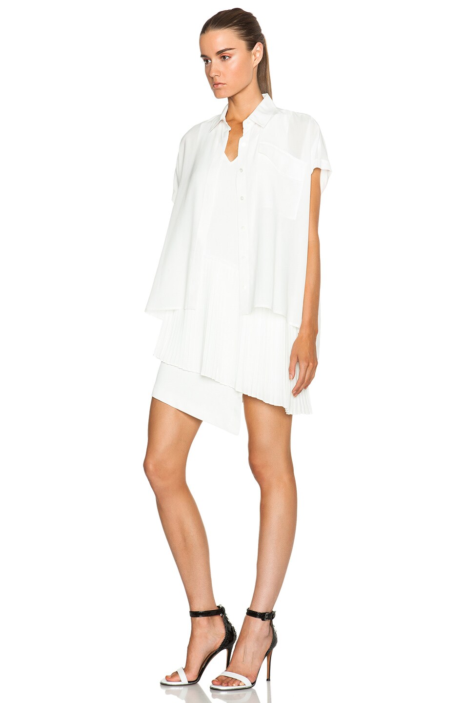 DEREK LAM 10 CROSBY Pleated Skirt 2 in 1 Dress in White | FWRD