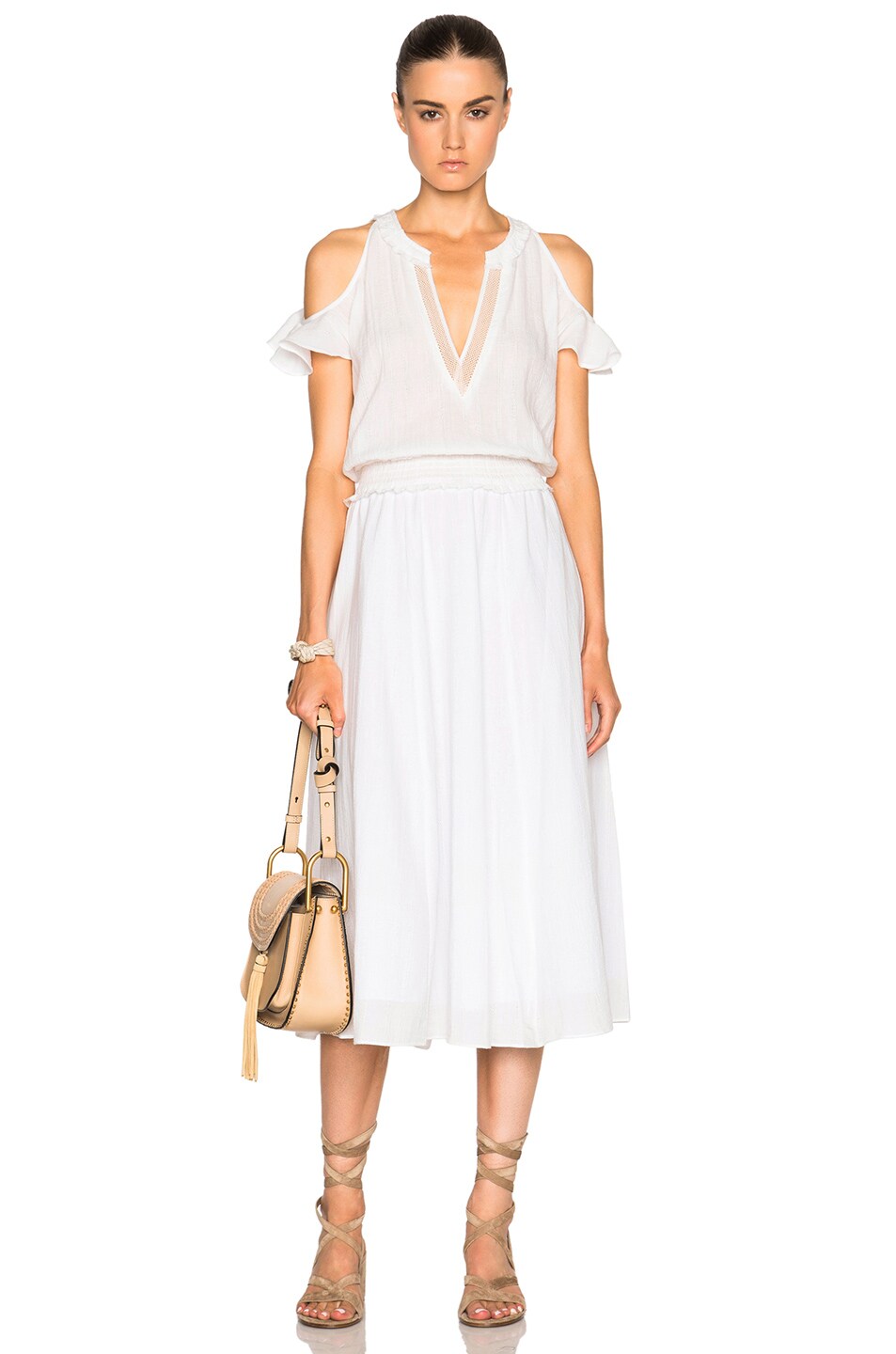 Image 1 of DEREK LAM 10 CROSBY Cold Shoulder Dress in Soft White