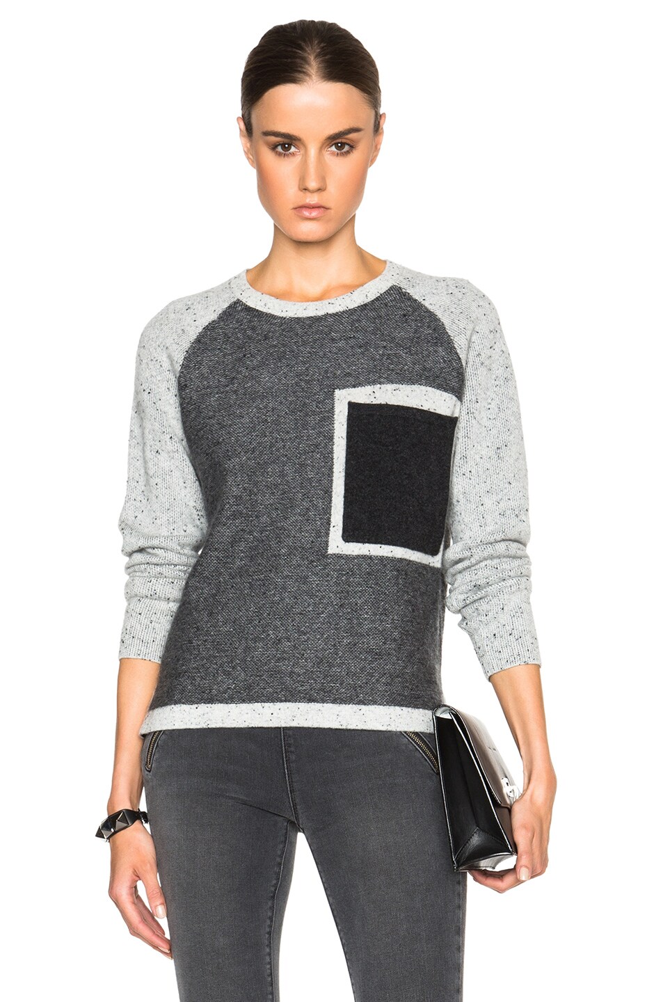Image 1 of DEREK LAM 10 CROSBY Cashmere Jacquard Pullover in Grey Combo
