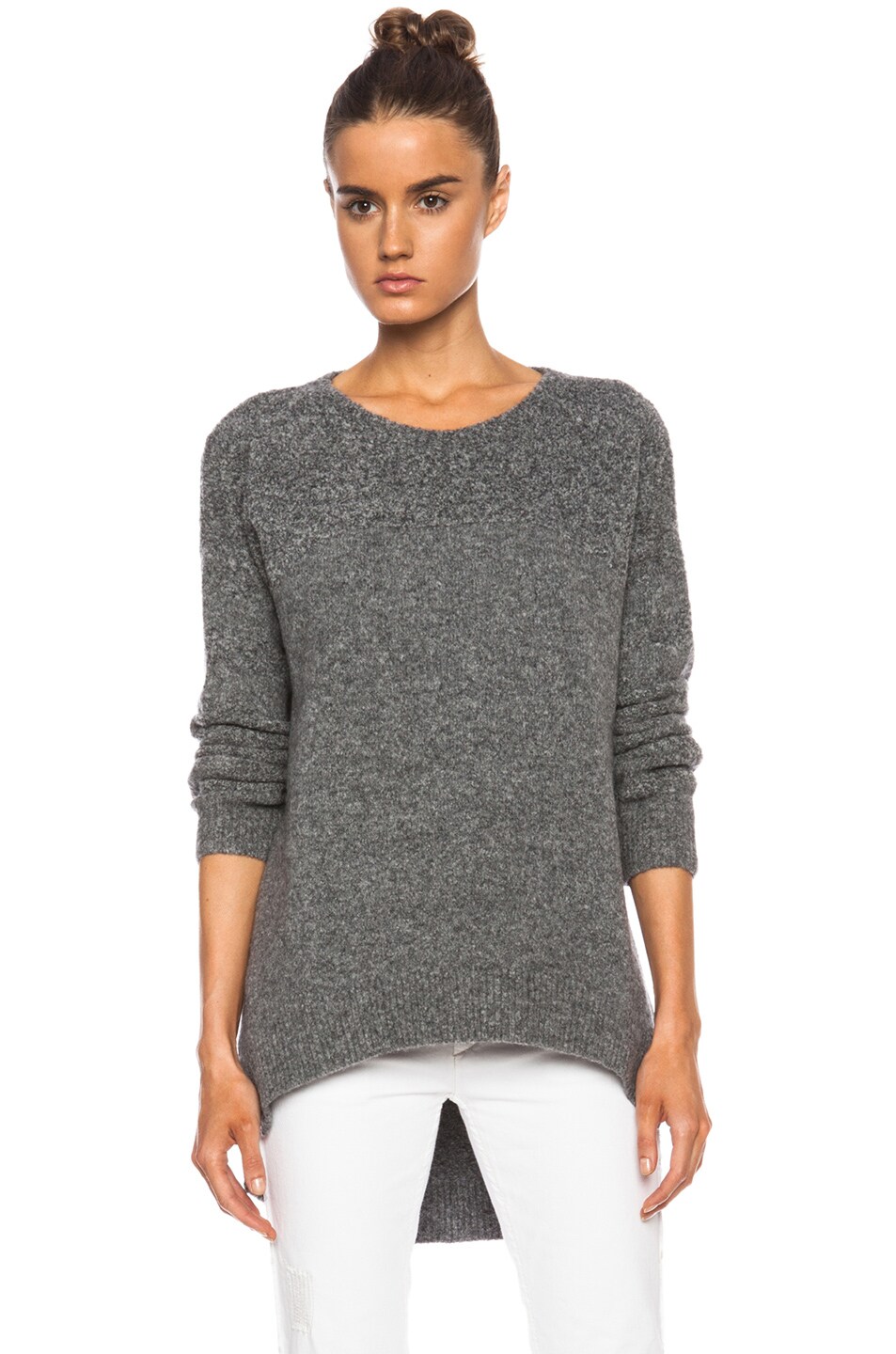Image 1 of DEREK LAM 10 CROSBY Oversized Open Neck Wool-Blend Sweater in Grey