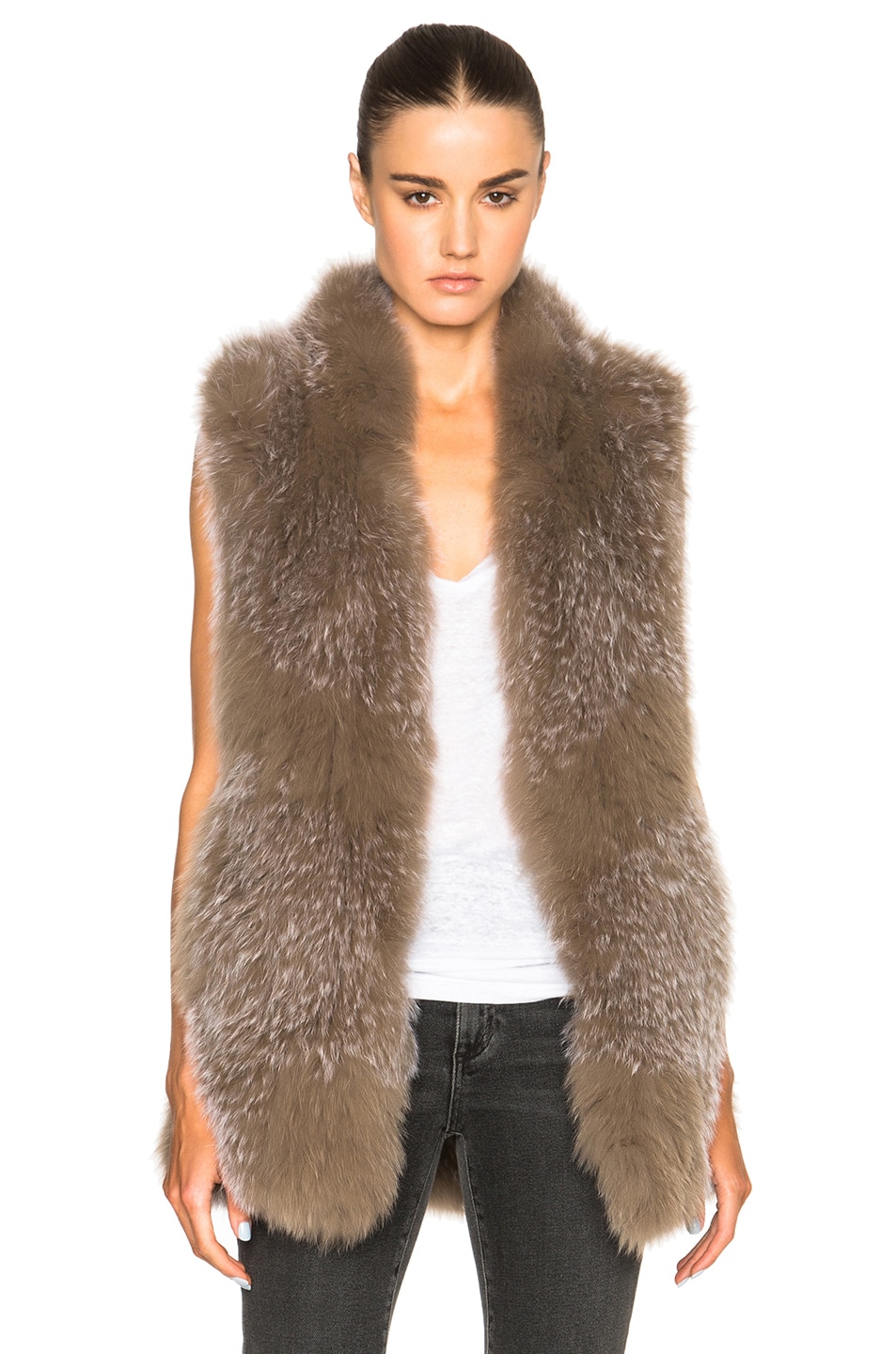 Image 1 of DEREK LAM 10 CROSBY Knitted Fox Fur Vest in Cream Multi