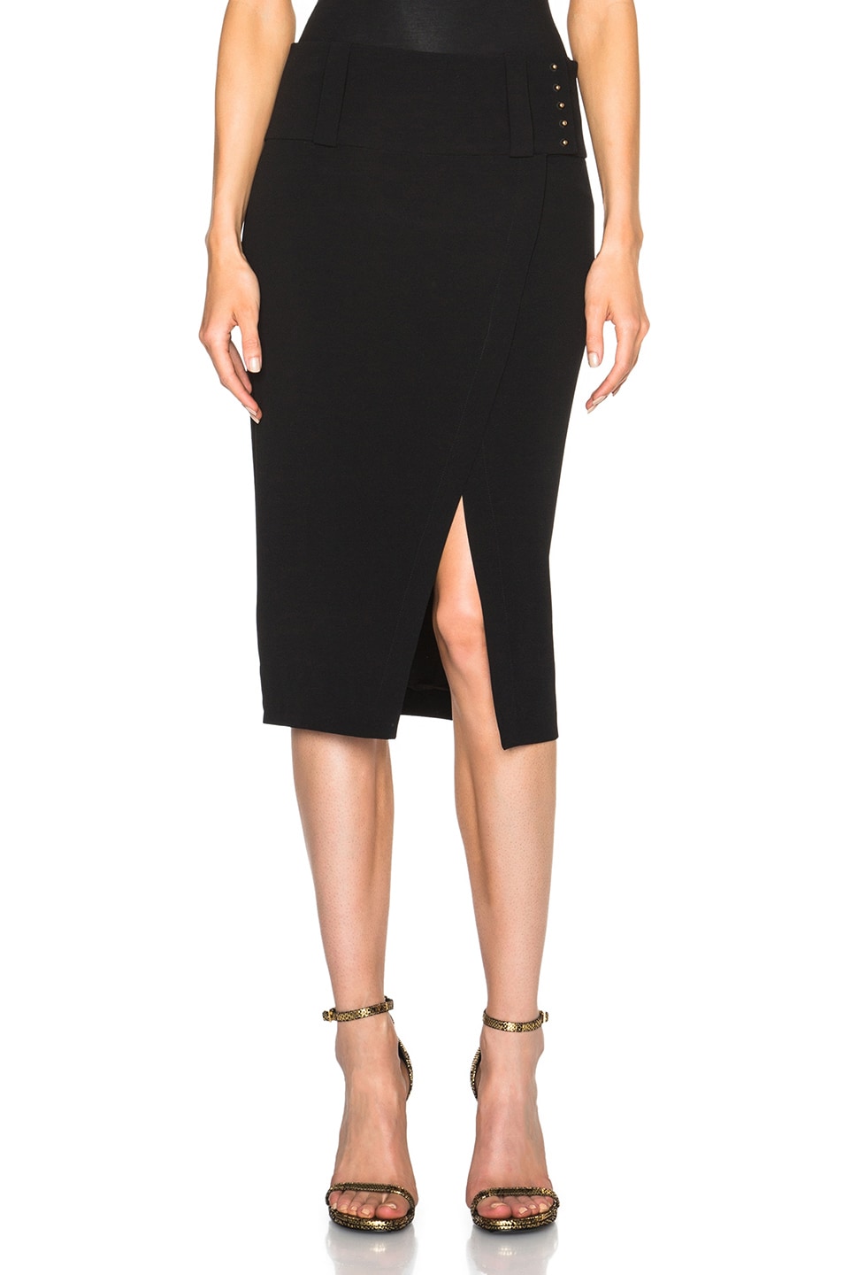 Image 1 of DEREK LAM 10 CROSBY Downtown Crepe Pencil Skirt with Front Slit in Black