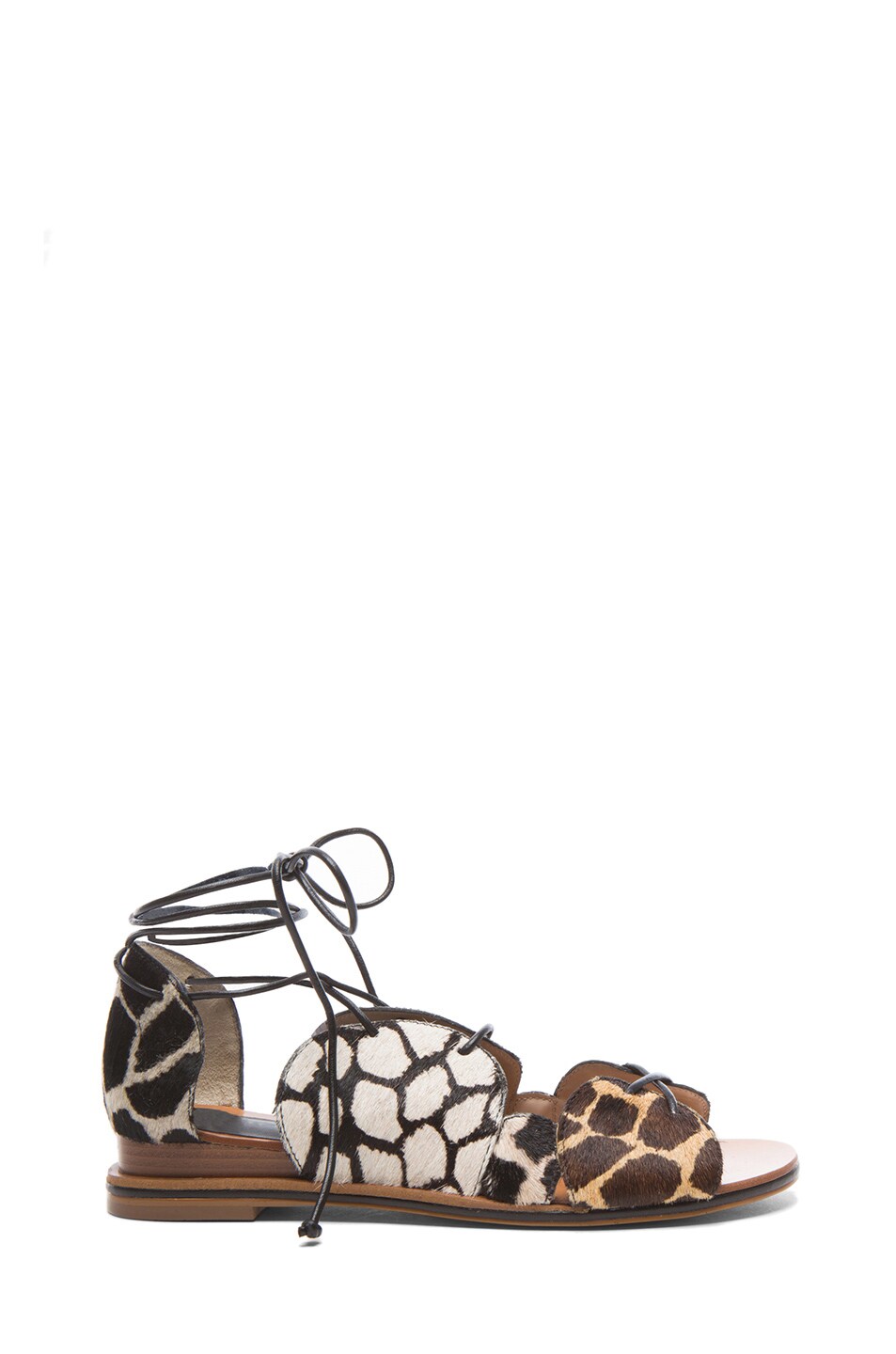 Image 1 of DEREK LAM 10 CROSBY Penny Calf Hair Sandals in Black, White & Camel