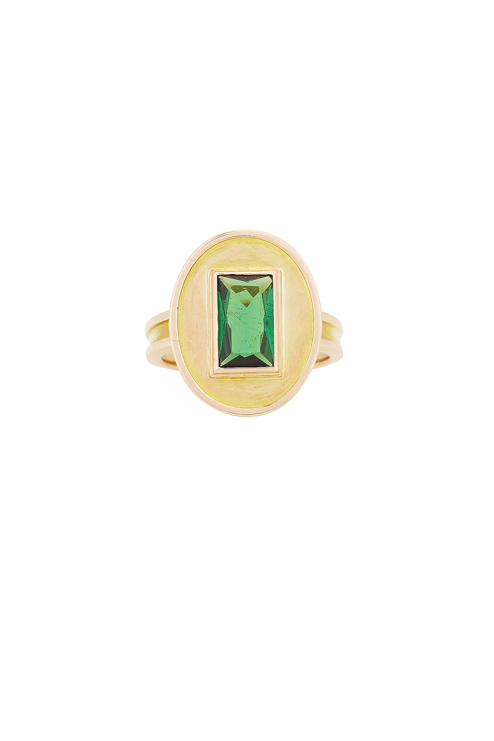 Image 1 of 23CARAT Vintage Deco Ring in Yellow Gold Byzantine & Green Tourmaline