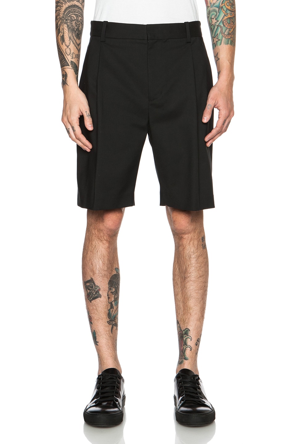 Image 1 of 3.1 phillip lim Single Pleated Cotton-Blend Shorts in Black