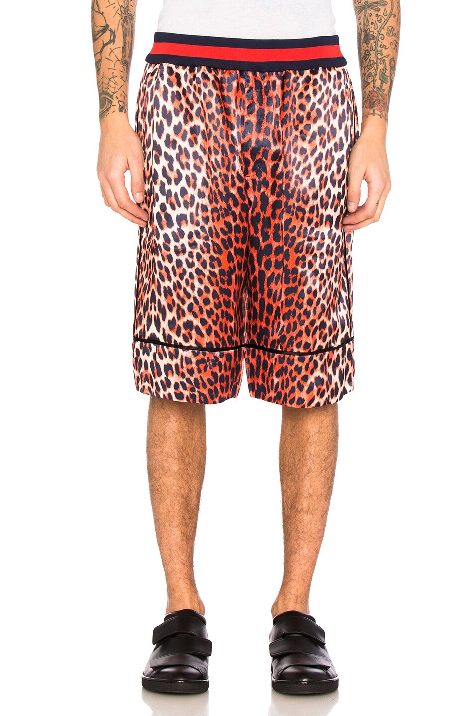 Image 1 of 3.1 phillip lim Reversible Leopard Shorts in Navy & Orange