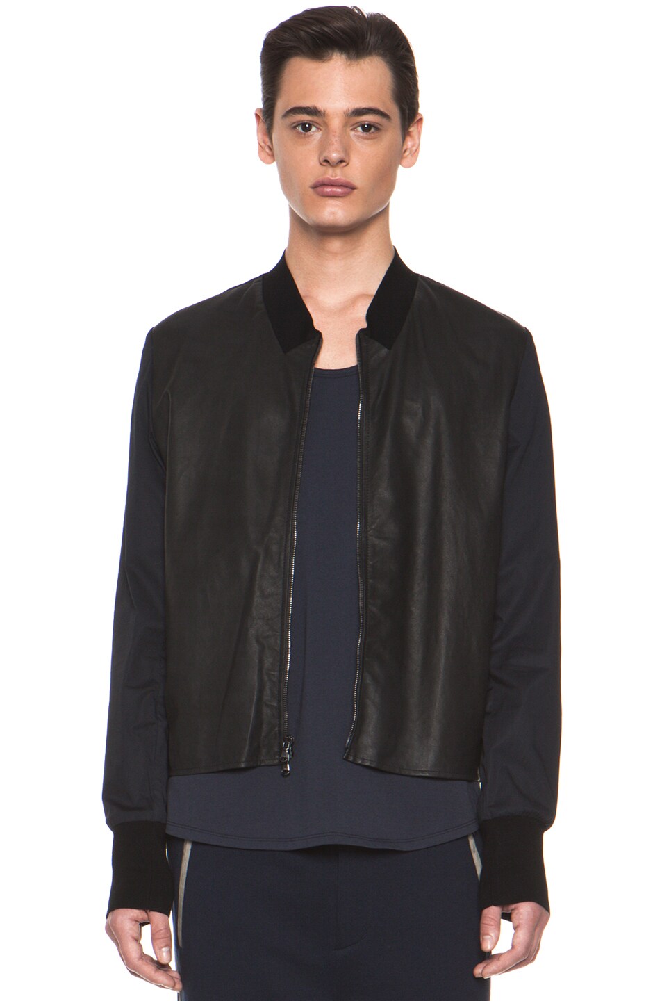 Image 1 of 3.1 phillip lim Leather Front Zip Harrington Jacket in Black