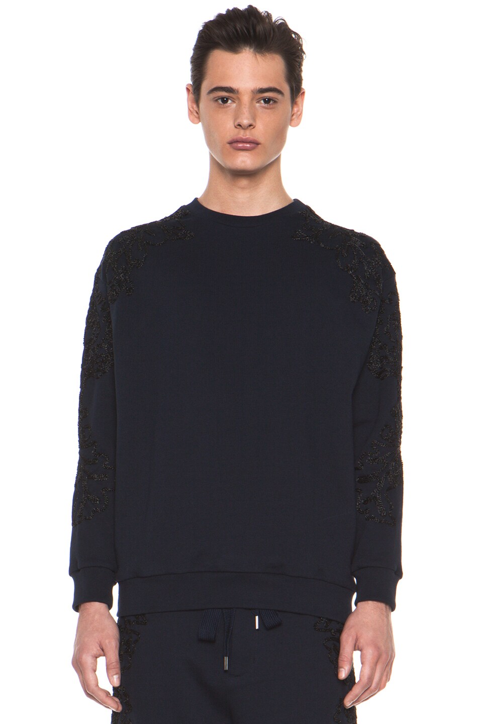 Image 1 of 3.1 phillip lim Metallic Floral Applique Oversized Pullover in Navy