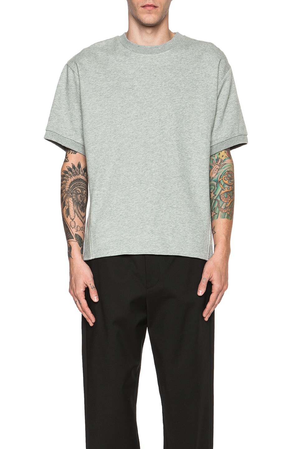 Image 1 of 3.1 phillip lim Cotton Pullover with Combo Panel in Grey Melange