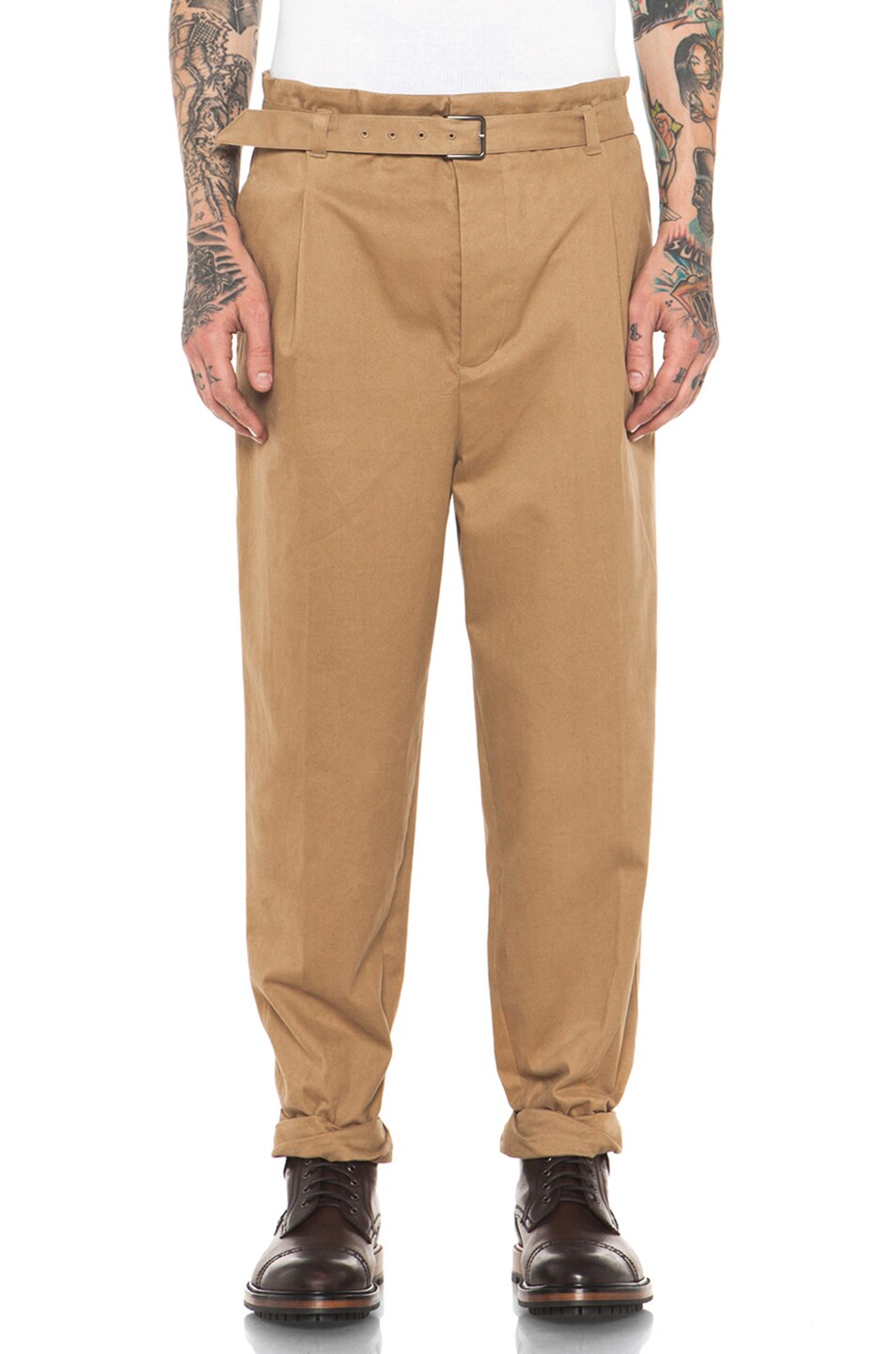 Image 1 of 3.1 phillip lim Single Pleat Tapered Pant with Adjustable Waist in Camel