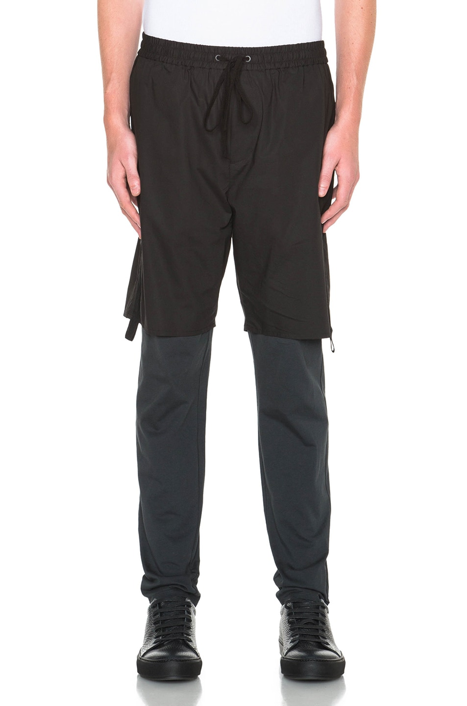 Image 1 of 3.1 phillip lim Hybrid Lounge Pants with Poplin Shorts in Soft Black