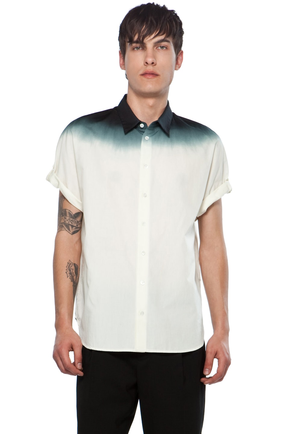 Image 1 of 3.1 phillip lim Dolman Button Up with Dip Dye Gradient in Ivory & Soft Black
